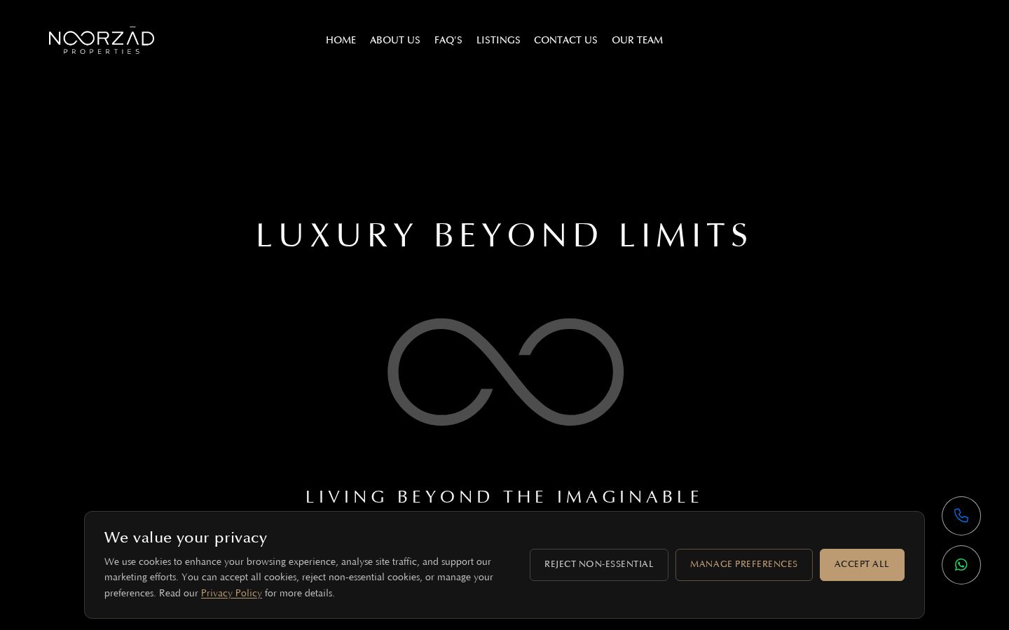 Screenshot van de homepage van Noorzad Properties
